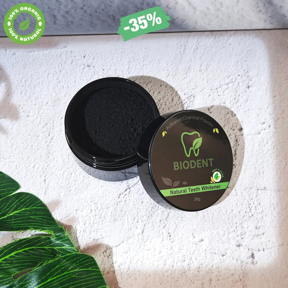 Kit Carbone Sbiancante: Polvere al Carbone + Striscie al Carbone + Spazzolino Bamboo